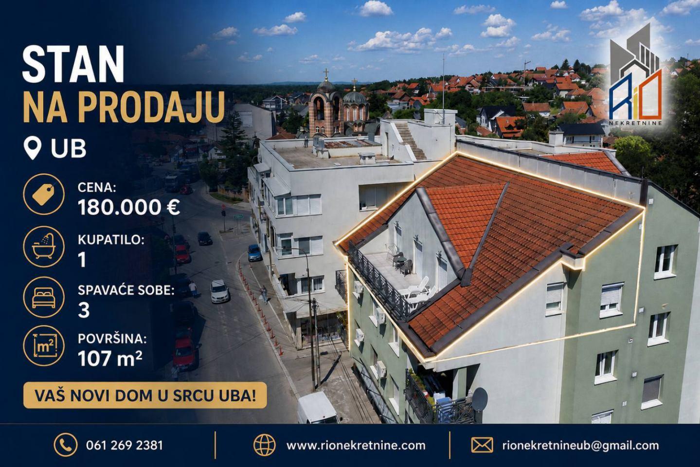 Četvorosoban stan kod crkve na Ubu